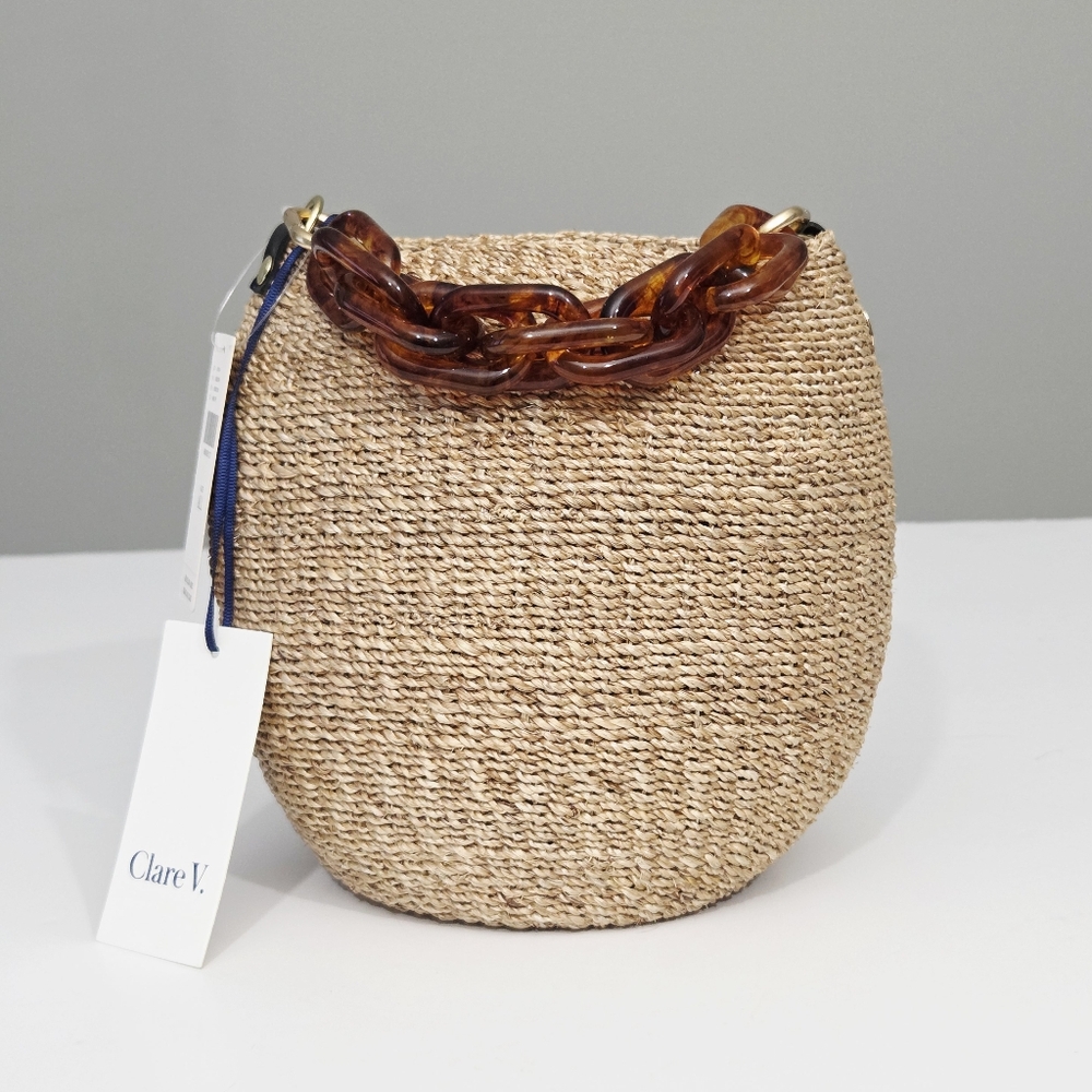 NWT CLARE V POT DE MIEL BAG WITH TORTOISE RESIN SHORTIE STRAP
